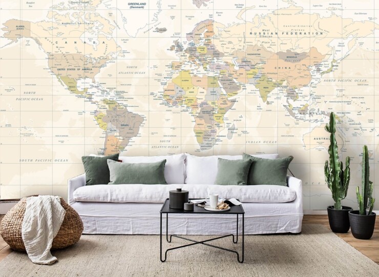 世界地図 壁紙 アート モダン 綺麗 おしゃれ インテリア 新品 Moderntrend Moderntrend Interior 壁を彩るモダンアイテム